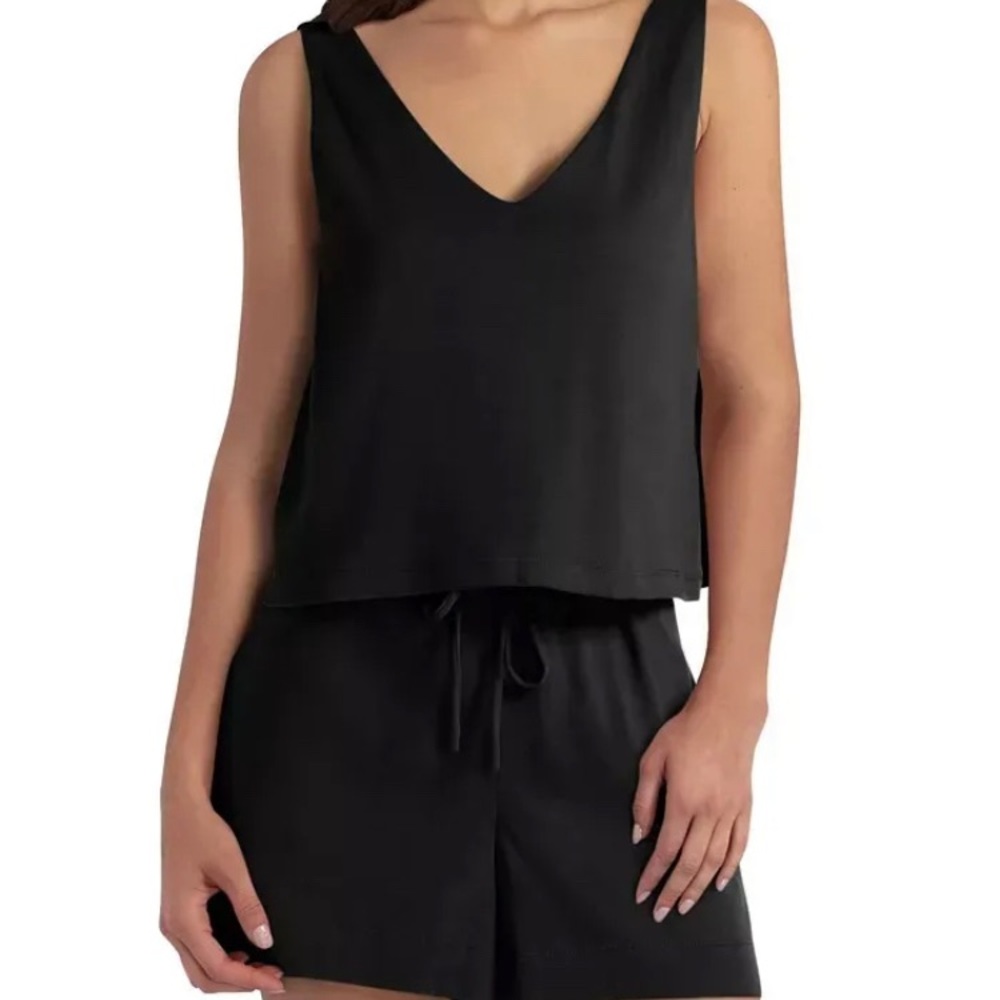 H HALSTON Women's Sleeveless V-Neck‎ Romper Tank Black Plus Size XXL NEW 6084